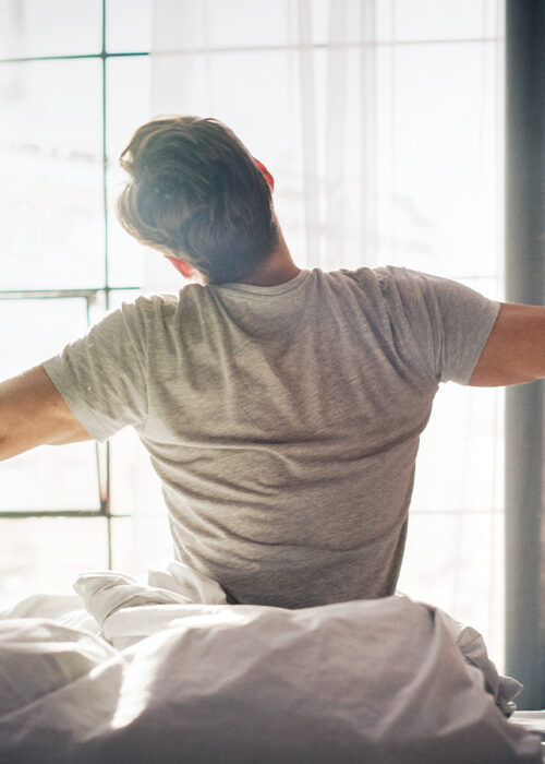 Man Waking Up in the Morning