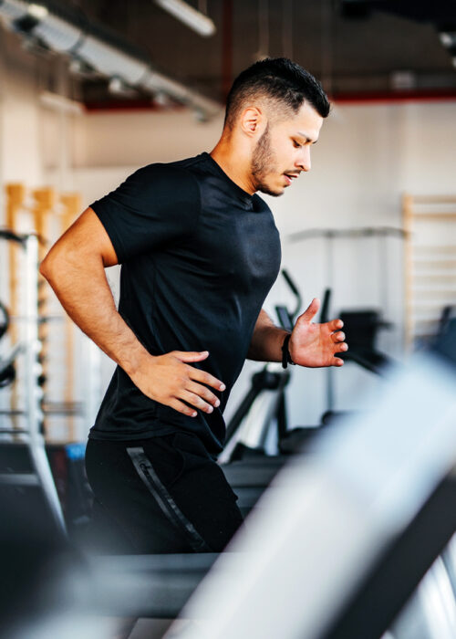 Man running on treadmill